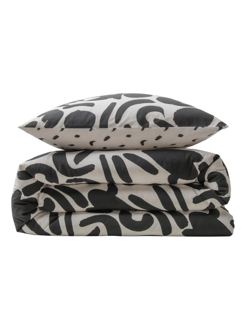 Juego de cama doble geométrico bicolor Negro - Kiabi