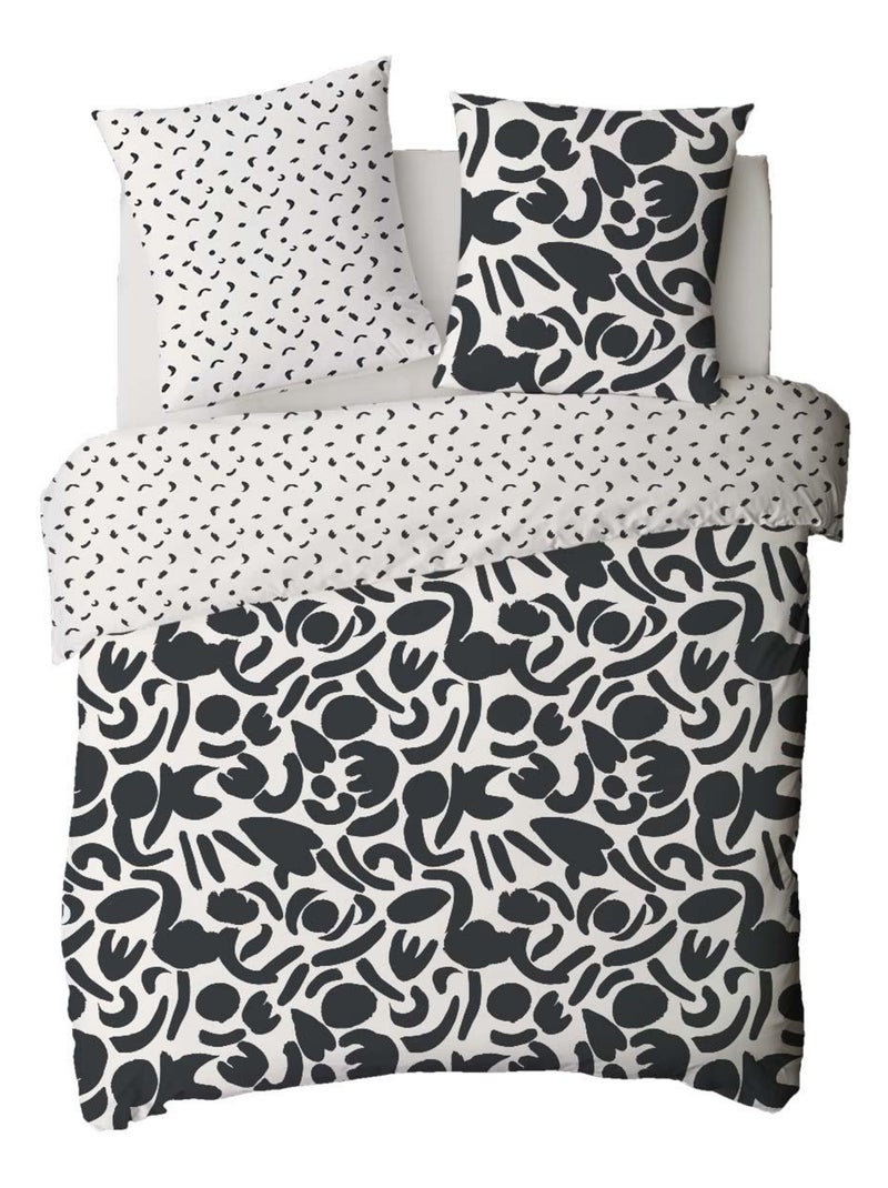 Juego de cama doble geométrico bicolor Negro - Kiabi