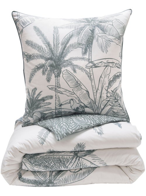 Juego de cama doble reversible de algodón vegetal - Kiabi Juego de cama doble reversible de algodón vegetal - Kiabi