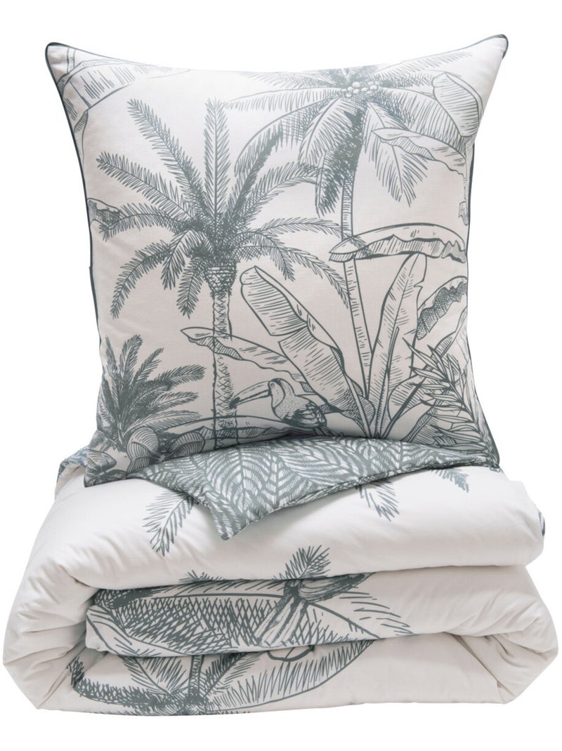 Juego de cama doble reversible de algodón vegetal Blanco - Kiabi