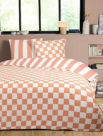 Juego de cama doble reversible SQUARE algodón damero rayas 240 x 220 cm Future Home