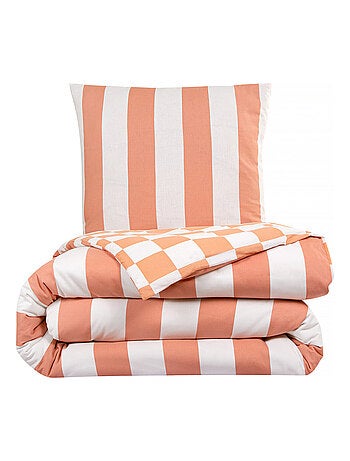 Juego de cama doble reversible SQUARE algodón damero rayas 240 x 220 cm Future Home