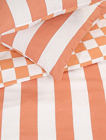 Juego de cama doble reversible SQUARE algodón damero rayas 240 x 220 cm Future Home