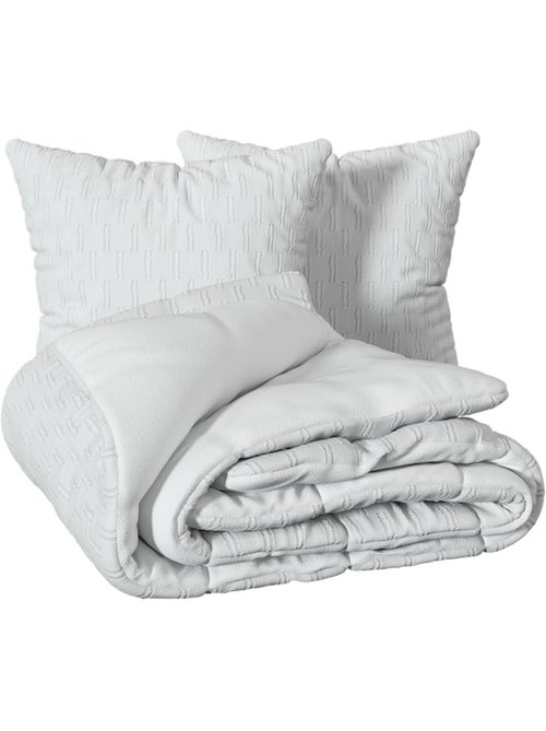 Juego de cama edie 3 piezas jacquard blanco 260x240cm - Kiabi Juego de cama edie 3 piezas jacquard blanco 260x240cm - Kiabi