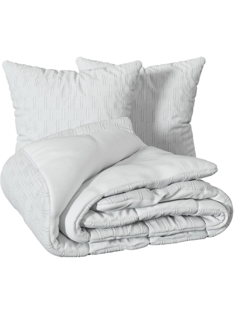 Juego de cama edie 3 piezas jacquard blanco 260x240cm Blanco - Kiabi