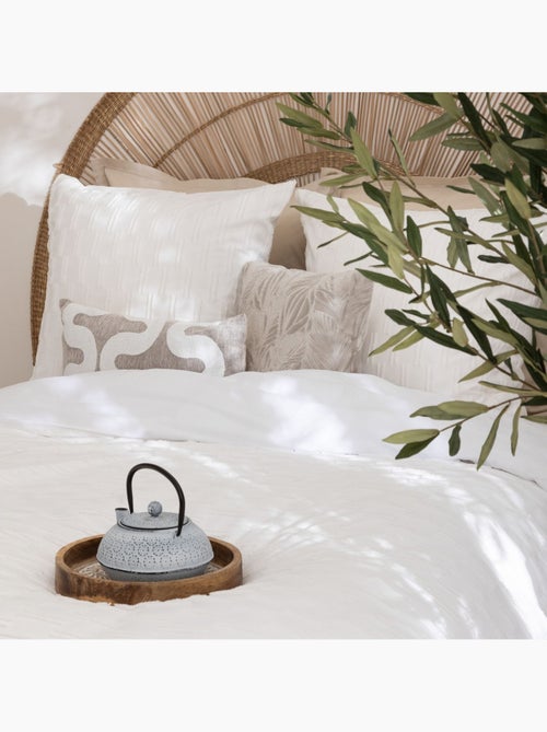 Juego de cama edie 3 piezas jacquard blanco 260x240cm - Kiabi Juego de cama edie 3 piezas jacquard blanco 260x240cm - Kiabi