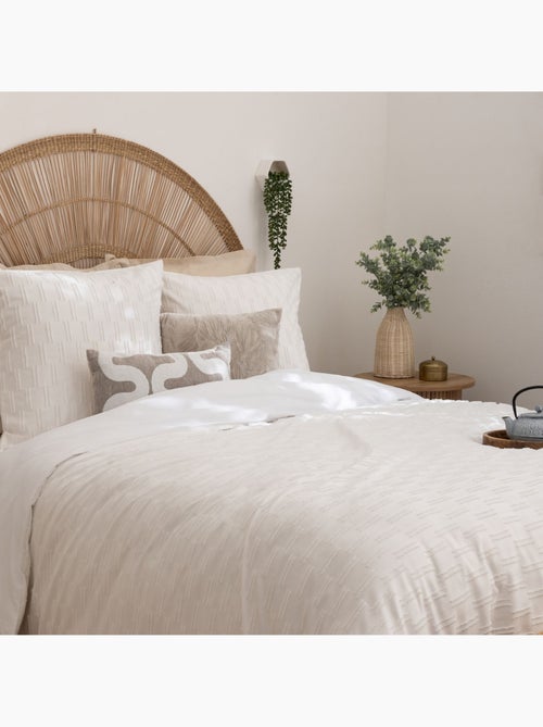 Juego de cama edie 3 piezas jacquard blanco 260x240cm - Kiabi Juego de cama edie 3 piezas jacquard blanco 260x240cm - Kiabi