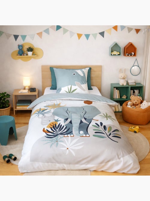 Juego de cama ELEPH Microfibra, Gris, 140x200 cm - Kiabi Juego de cama ELEPH Microfibra, Gris, 140x200 cm - Kiabi