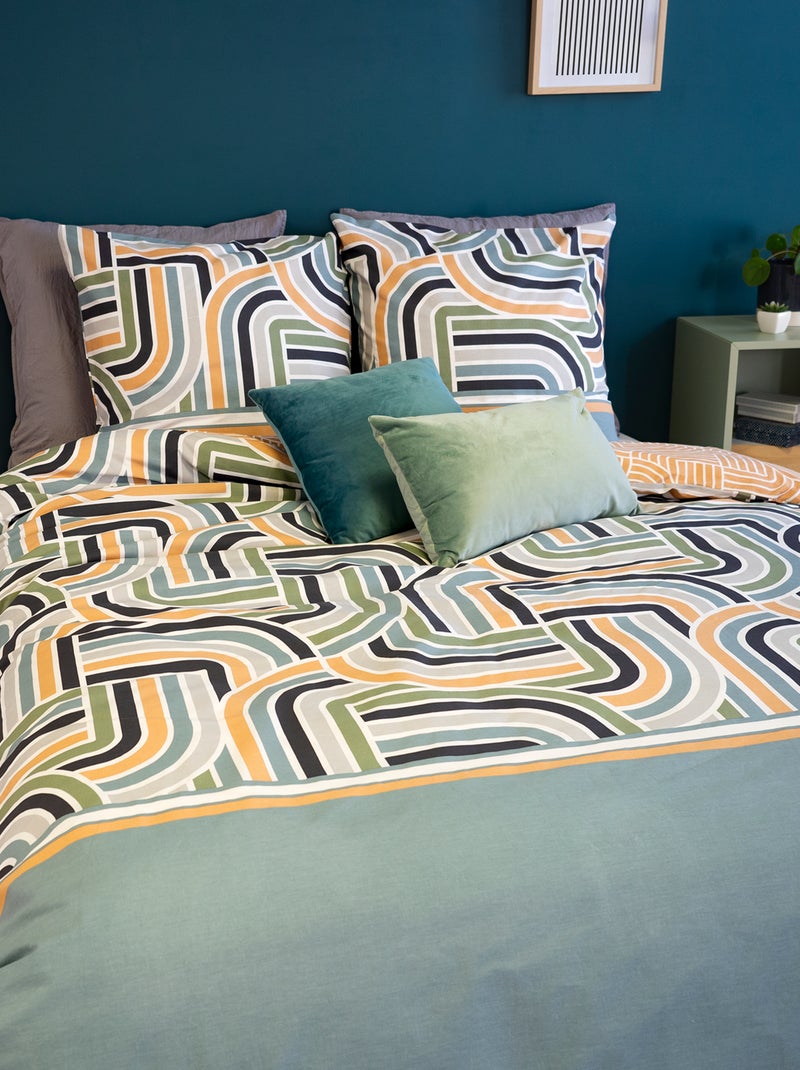Juego de cama estampado - 240x220 cm - 2 personas Verde - Kiabi