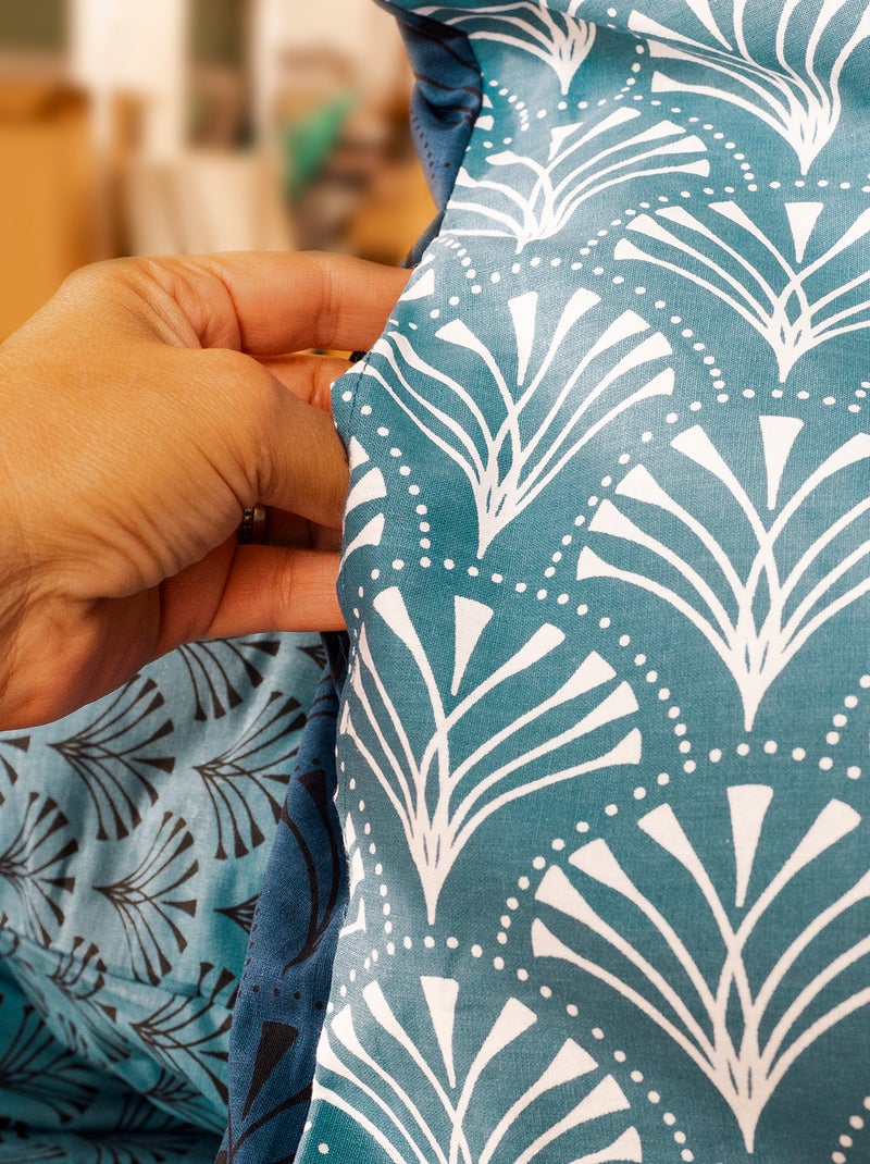 Juego de cama estampado - Doble azul - Kiabi