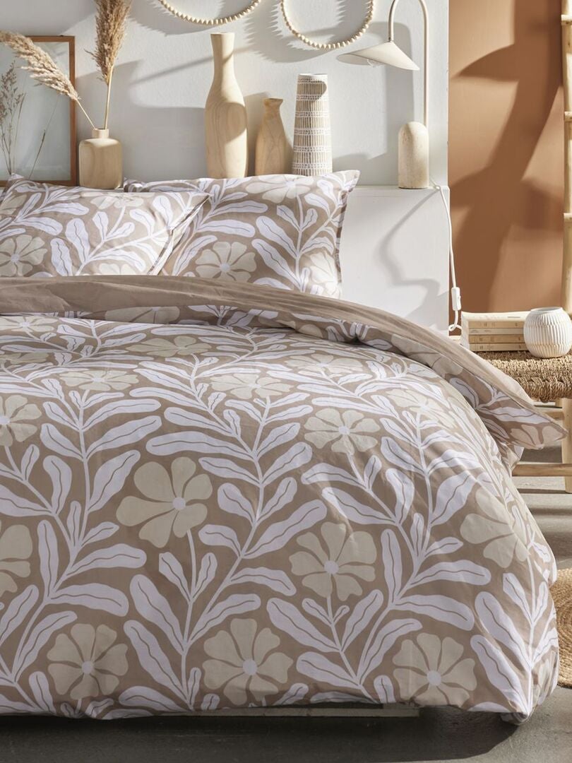 Juego de cama estampado - Doble BEIGE - Kiabi