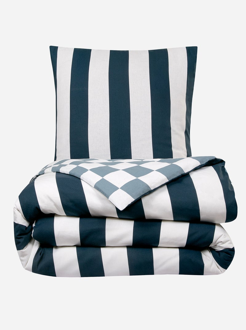 Juego de cama estampado 'damero' - Doble AZUL - Kiabi