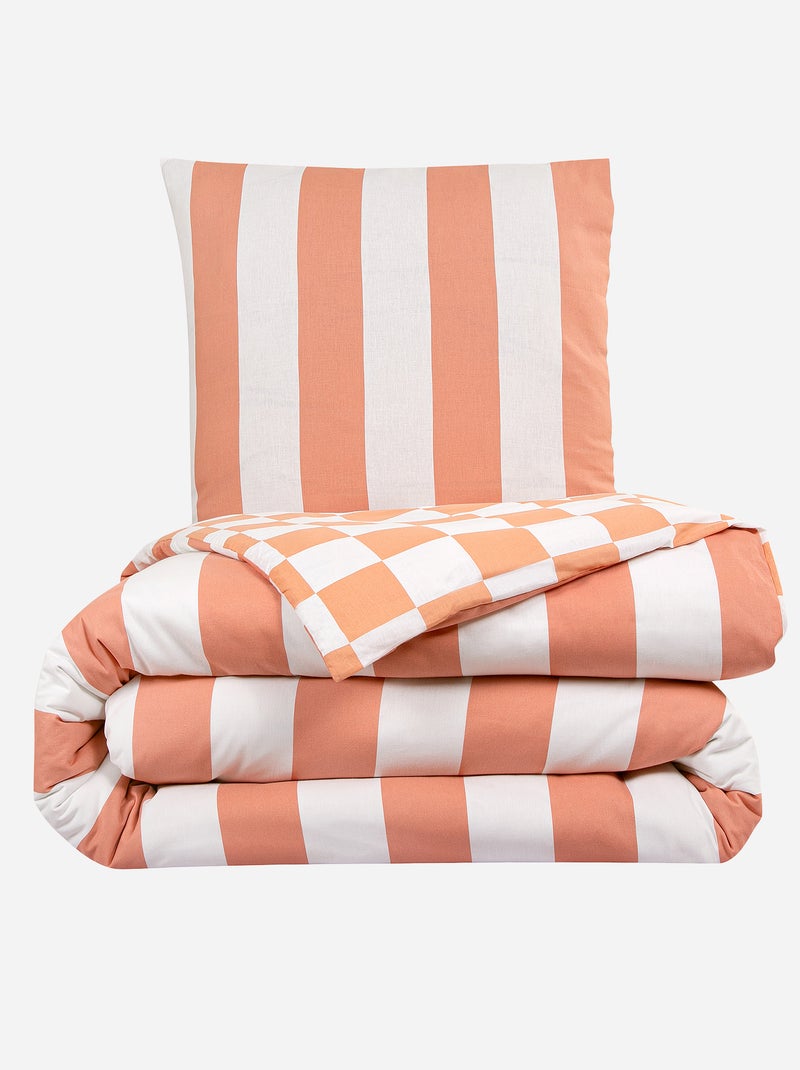 Juego de cama estampado 'damero' - Doble ROSA - Kiabi