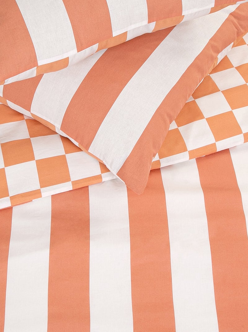 Juego de cama estampado 'damero' - Doble ROSA - Kiabi