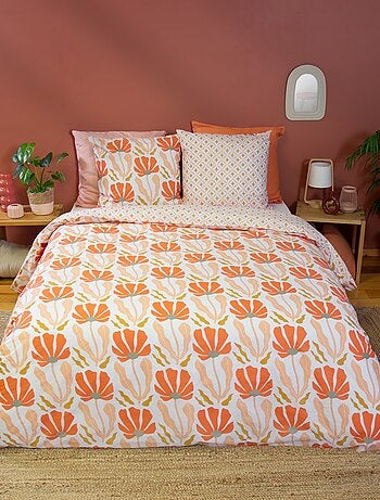 Juego de cama estampado de flores reversible - 2 personas