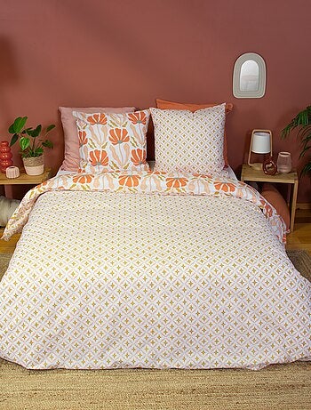 Juego de cama estampado de flores reversible - 2 personas