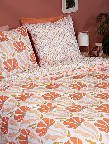Juego de cama estampado de flores reversible - 2 personas