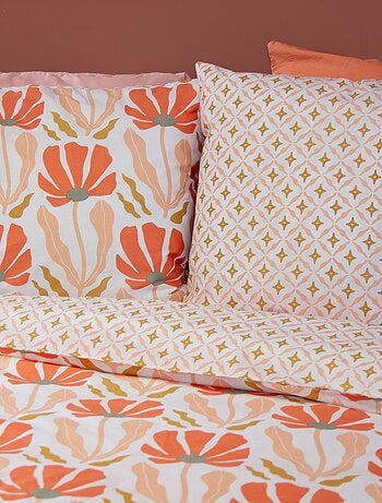 Juego de cama estampado de flores reversible - 2 personas