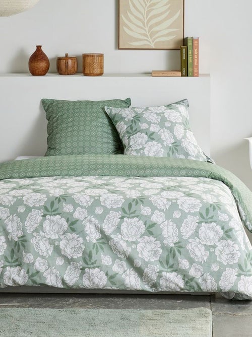 Juego de cama estampado de flores reversible - 2 personas - Kiabi