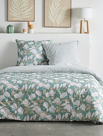 Juego de cama estampado floral reversible - 2 personas