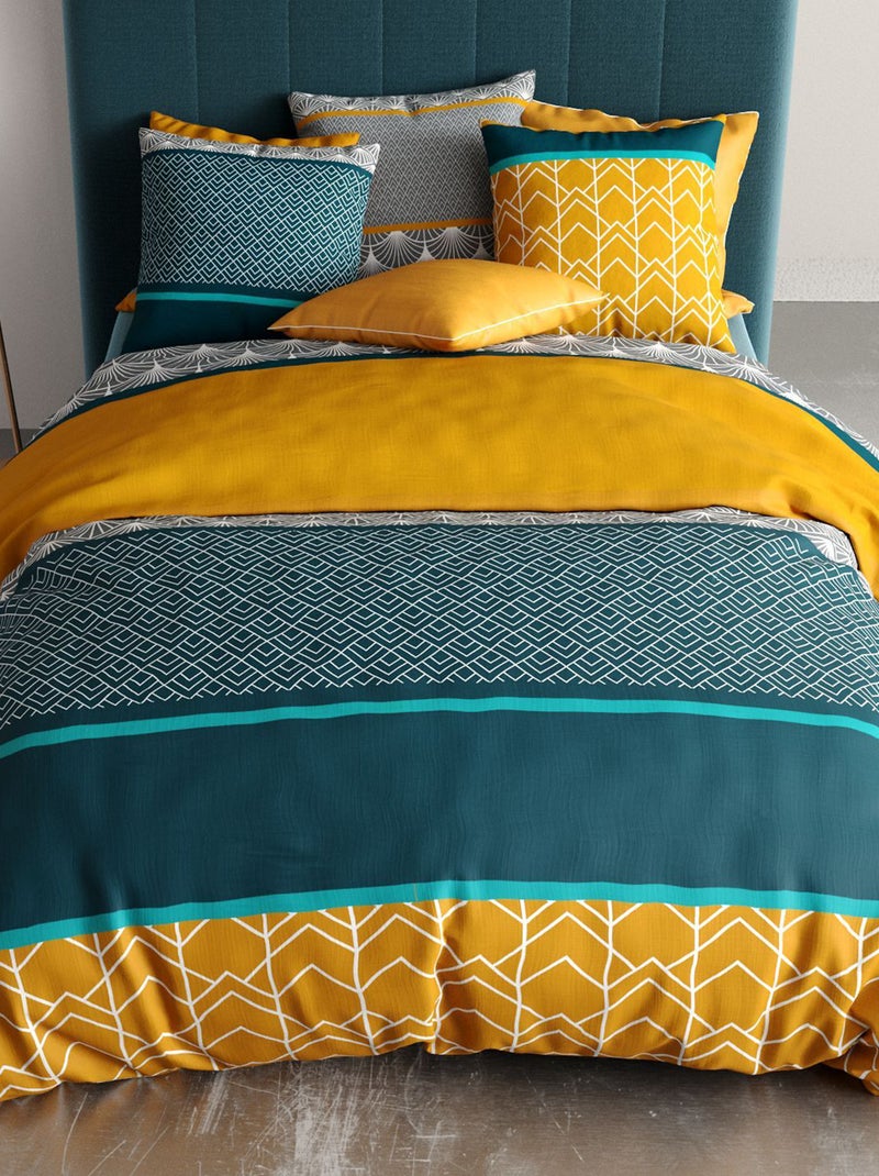 Juego de cama estampado funda nórdica + 2 fundas de almohada - 2 personas Azul - Kiabi