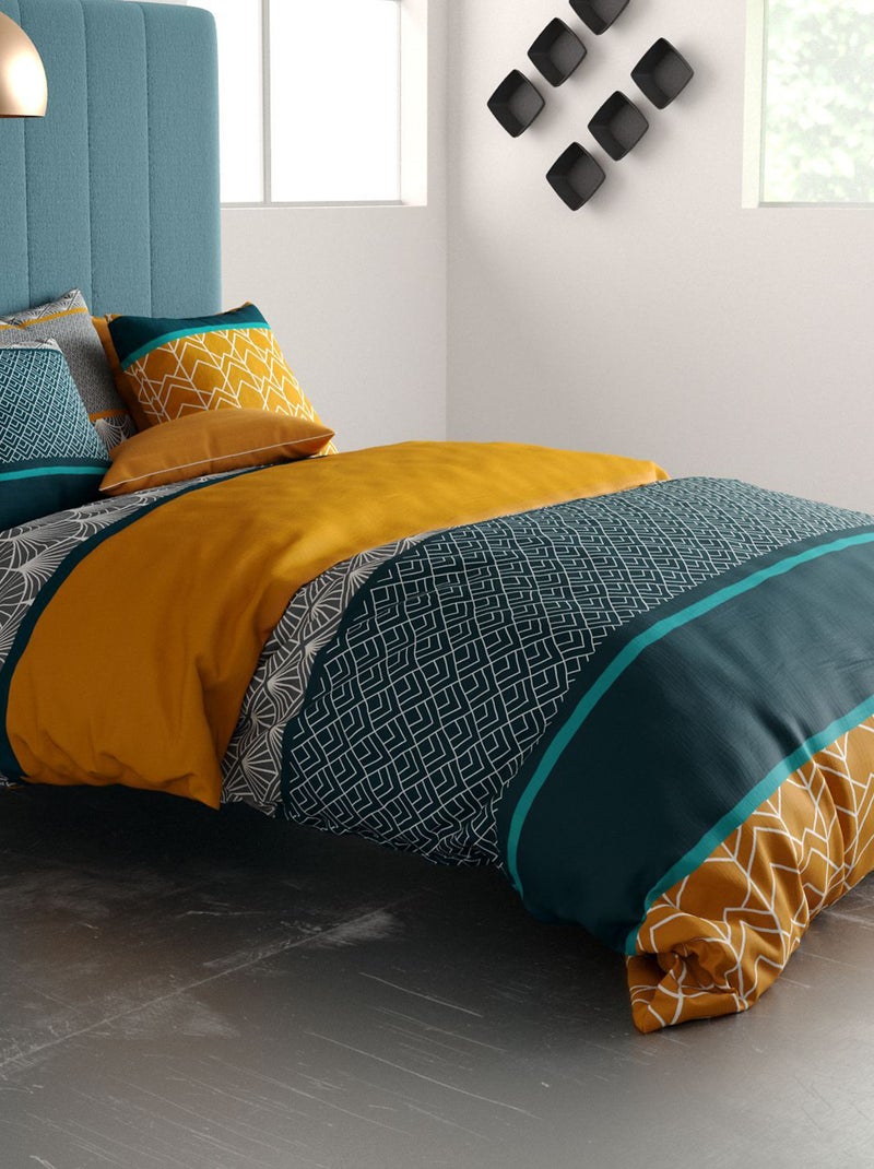 Juego de cama estampado funda nórdica + 2 fundas de almohada - 2 personas Azul - Kiabi