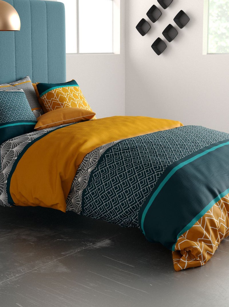 Juego de cama estampado funda nórdica + 2 fundas de almohada - 2 personas Azul - Kiabi