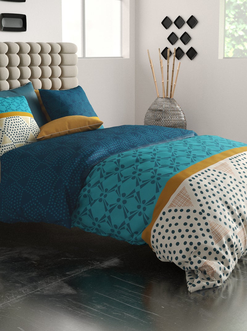 Juego de cama estampado funda nórdica + 2 fundas de almohada - 2 personas Azul - Kiabi