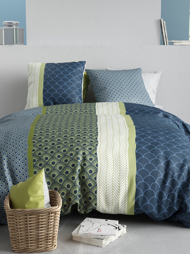 Juego de cama estampado funda nórdica + 2 fundas de almohada - 2 personas Azul - Kiabi