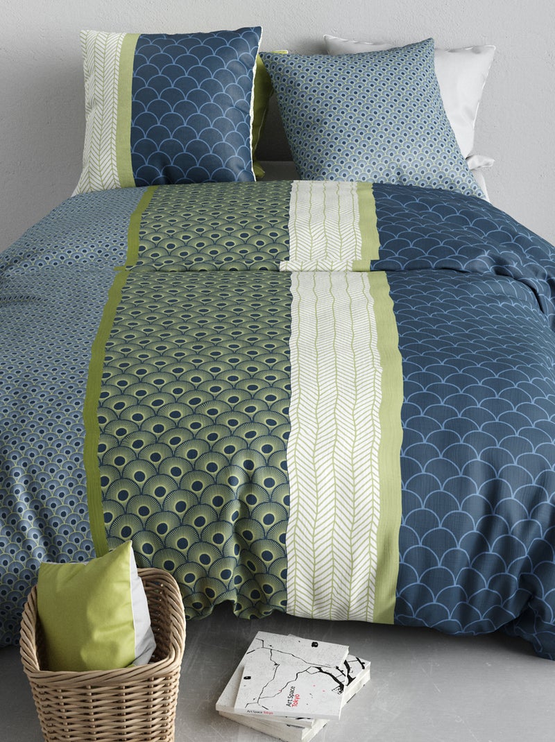 Juego de cama estampado funda nórdica + 2 fundas de almohada - 2 personas Azul - Kiabi