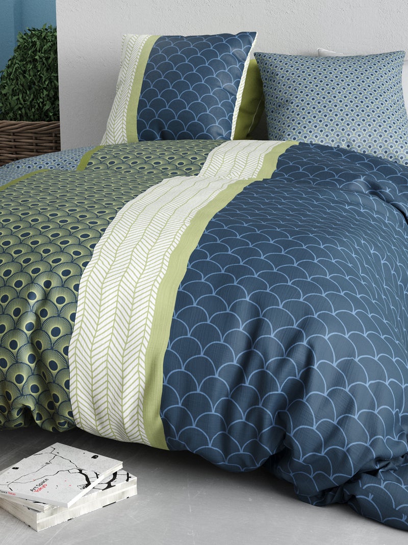 Juego de cama estampado funda nórdica + 2 fundas de almohada - 2 personas Azul - Kiabi