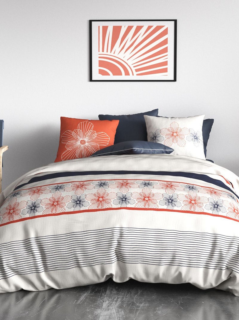 Juego de cama estampado funda nórdica + 2 fundas de almohada - 2 personas Blanco - Kiabi