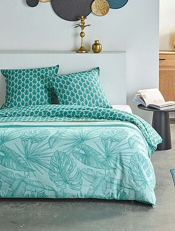 Juego de cama estampado hojas reversible - 2 personas