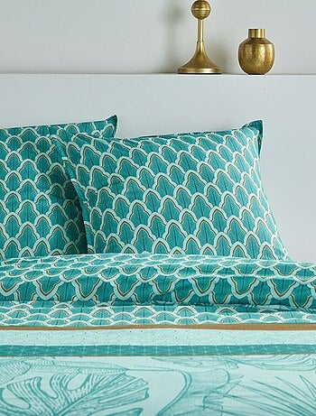 Juego de cama estampado hojas reversible - 2 personas