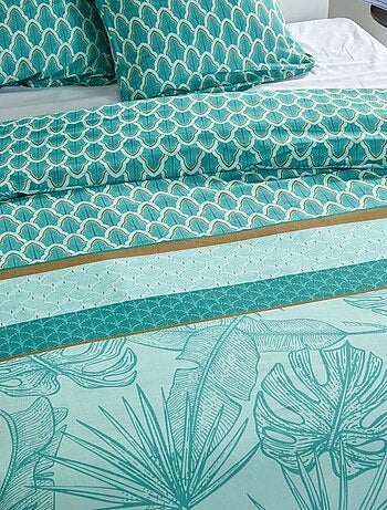 Juego de cama estampado hojas reversible - 2 personas