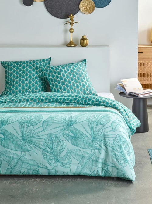 Juego de cama estampado hojas reversible - 2 personas - Kiabi