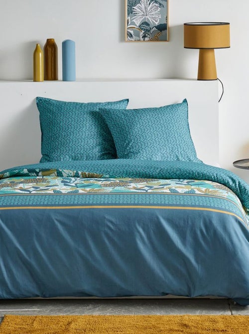Juego de cama estampado hojas reversible - 2 personas - Kiabi