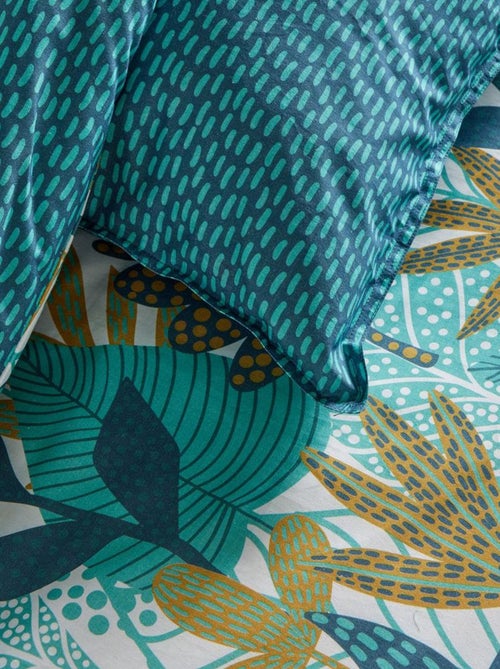 Juego de cama estampado hojas reversible - 2 personas - Kiabi