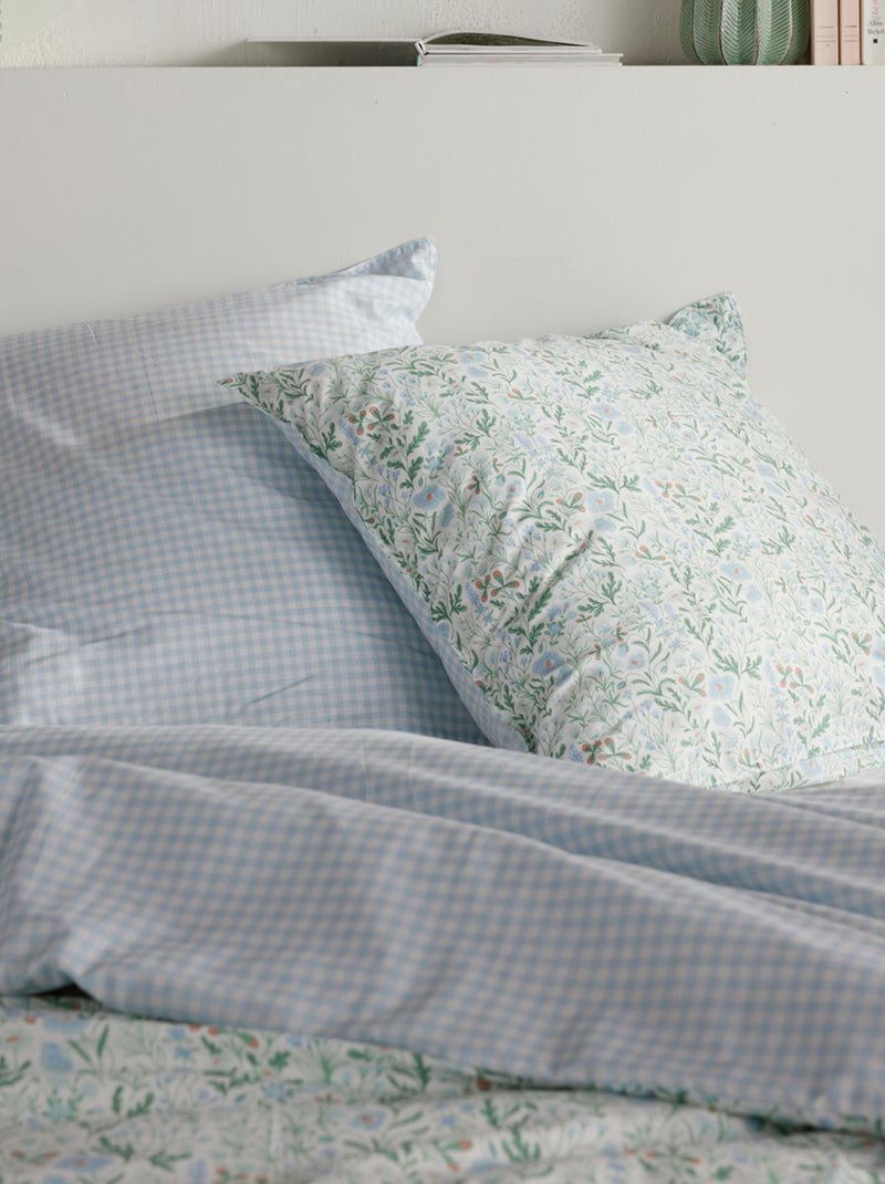Juego de cama estampado reversible vichy - Doble Beige - Kiabi