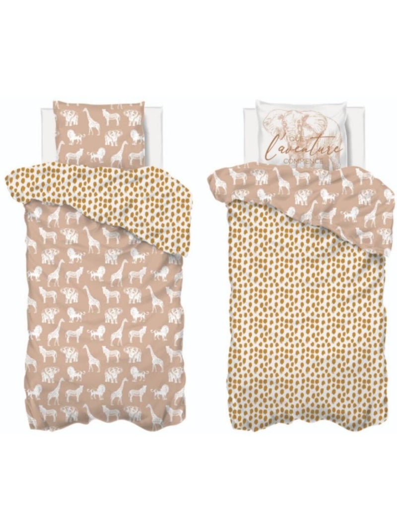 Juego de cama estampado savannah 140x200cm Rosa - Kiabi