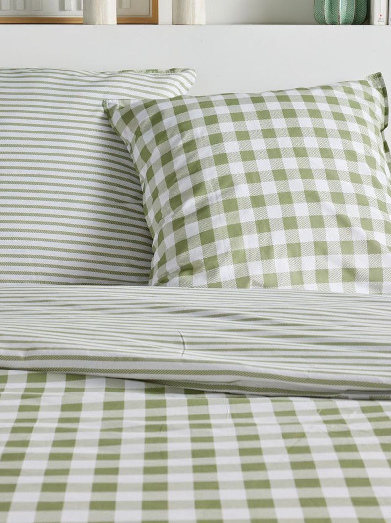 Juego de cama estampado vichy reversible - 2 personas Gris - Kiabi