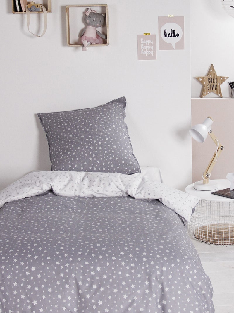 Juego de cama 'estrellas' - Individual gris/blanco - Kiabi