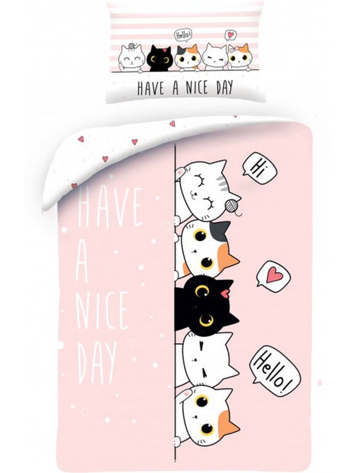 Juego de cama gatitos nice day 100x135 cm - funda nórdica infantil - Kiabi