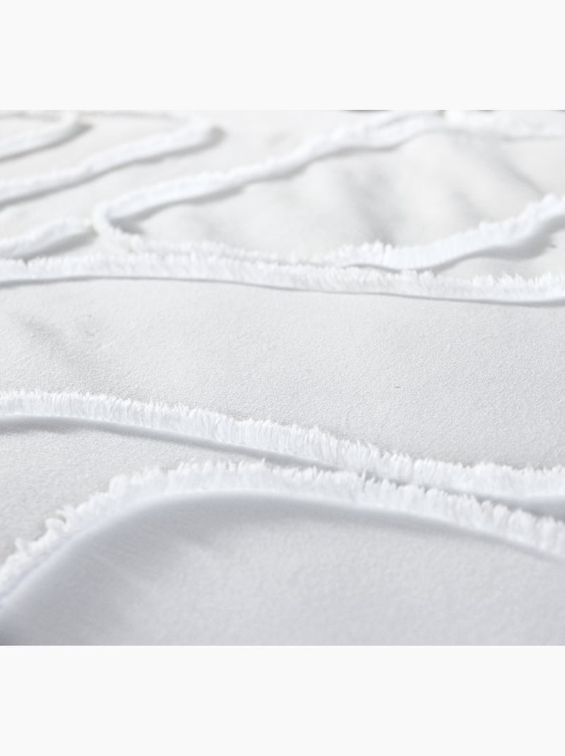 Juego de cama geométrico abstracto de algodón lavado con mechón Blanco - Kiabi