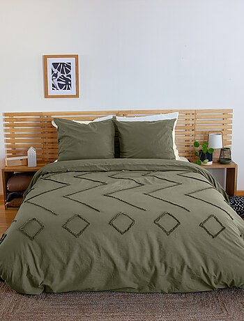 Juego de cama geométrico de algodón empenachado