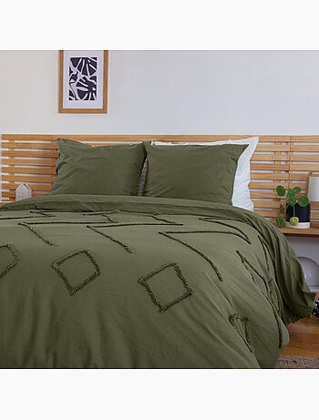 Juego de cama geométrico de algodón empenachado