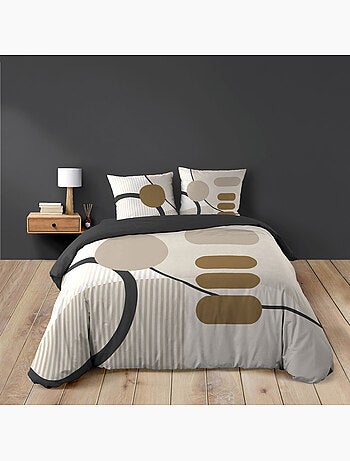 Juego de cama geométrico de algodón estampado por las dos caras