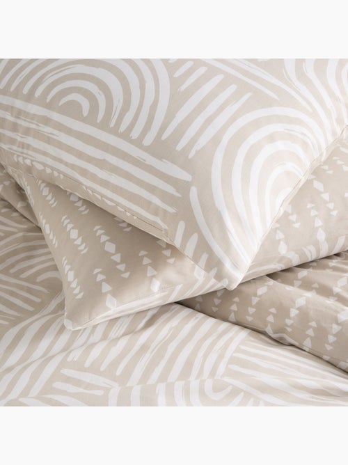 Juego de cama individual de algodón estampado beige 140 x 200 cm - Kiabi