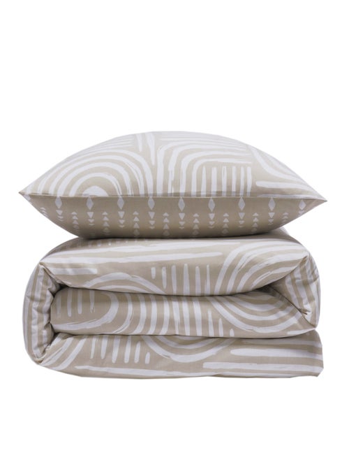 Juego de cama individual de algodón estampado beige 140 x 200 cm - Kiabi