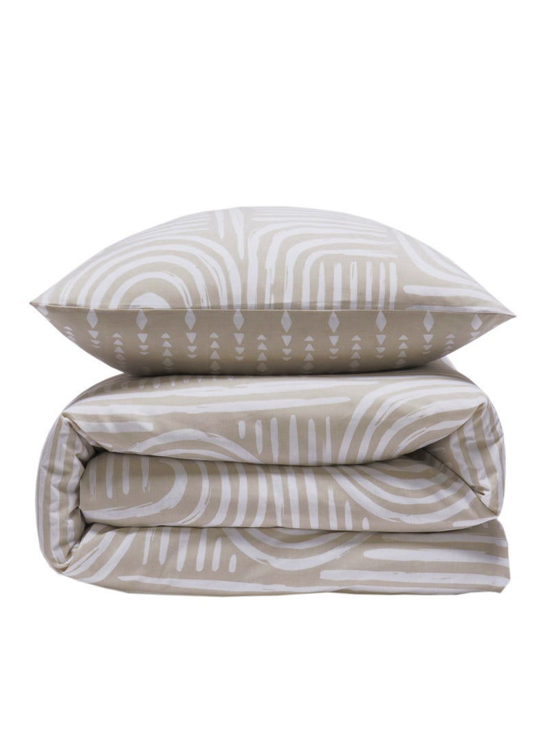 Juego de cama individual de algodón estampado beige 140 x 200 cm Beige - Kiabi